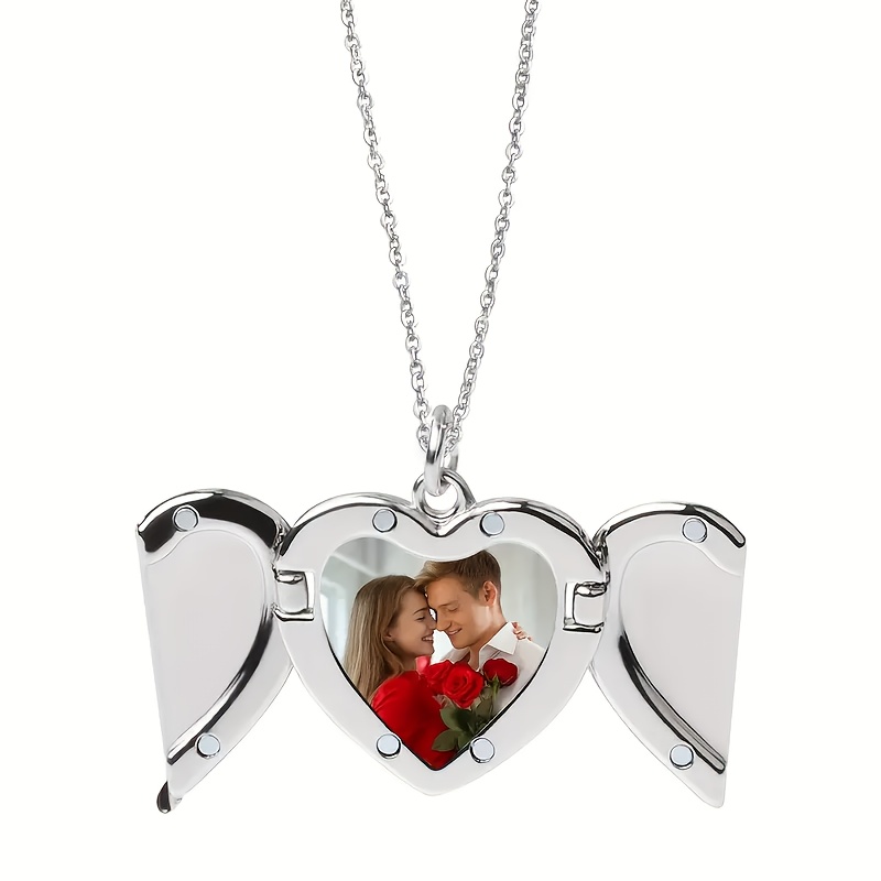 Customized Angel Wing Heart-Shaped Pendant Necklace
